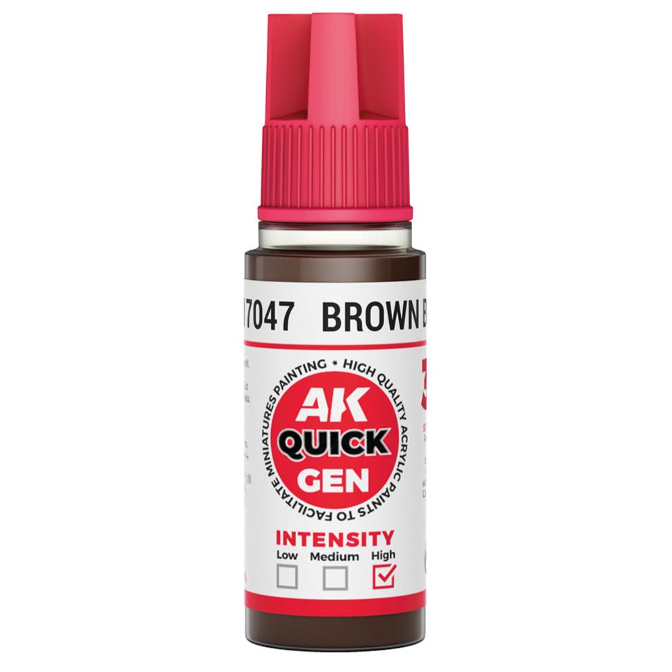 AK Quick Gen contrast paint Brown Black 18ml dropper bottle