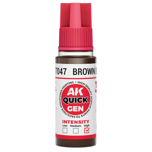 AK Quick Gen contrast paint Brown Black 18ml dropper bottle