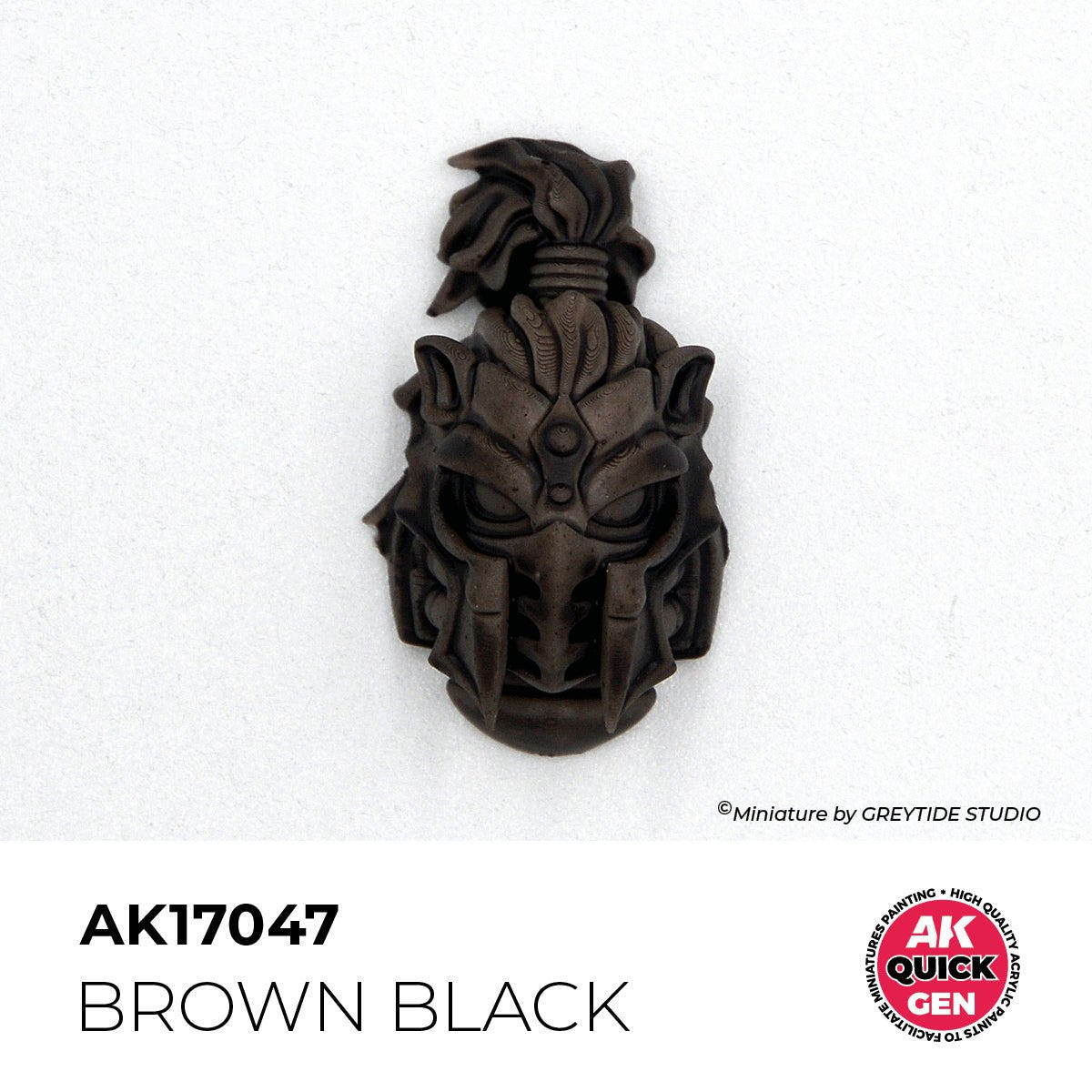 Helmeted miniature head painted in one coat of AK Interactive Quick Gen Brown Black AK17047