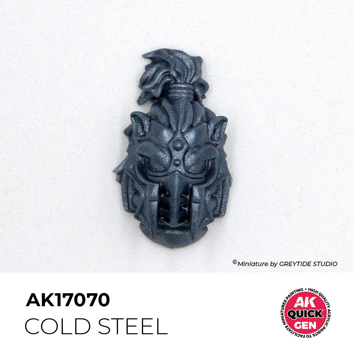 AK Interactive Quick Gen Cold Steel (AK17070) self-shading in one coat on a sculpted warrior helm