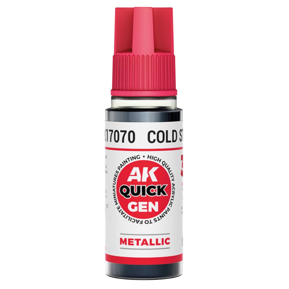 AK Quick Gen contrast paint Cold Steel 18ml dropper bottle