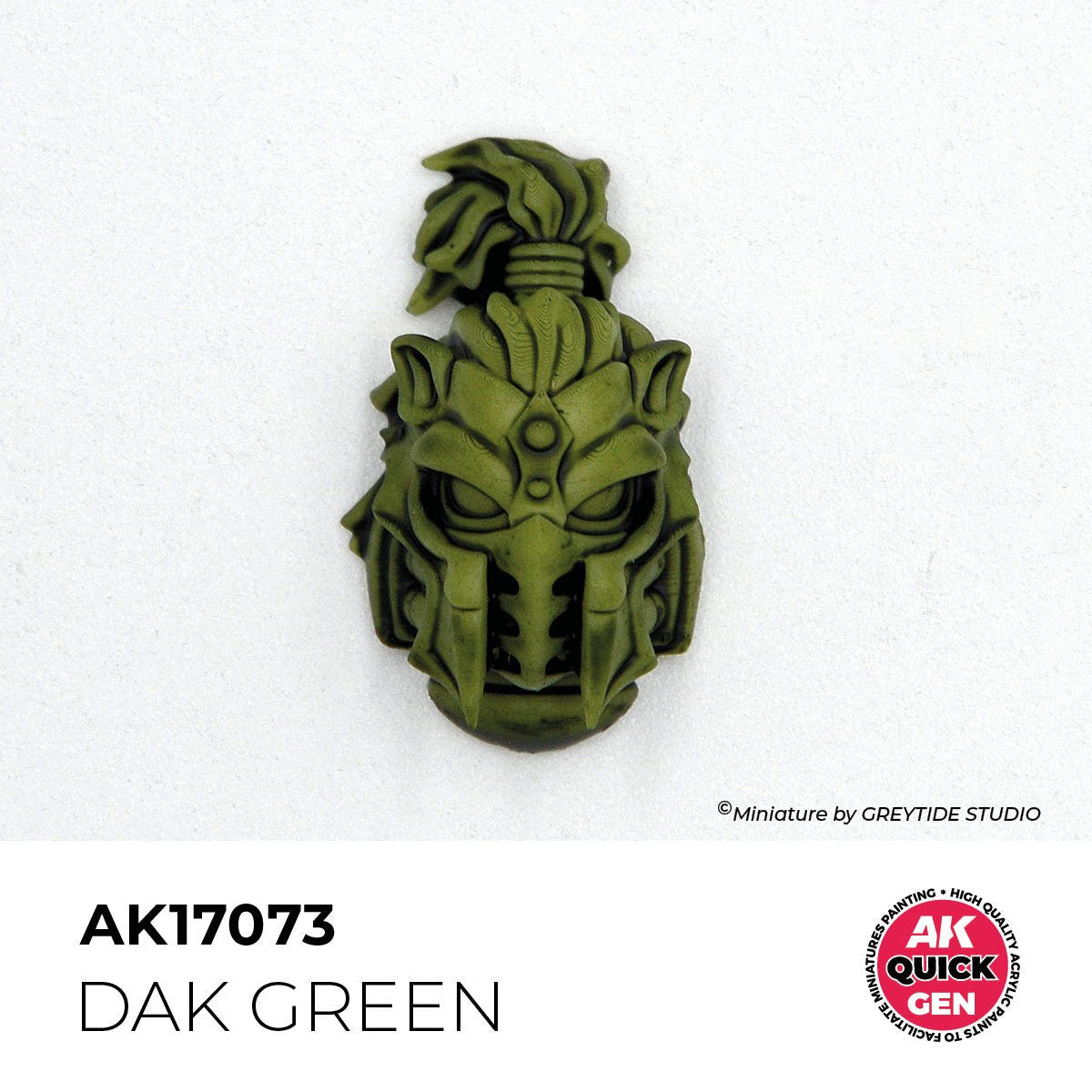 Sculpted helmet painted with AK Interactive Quick Gen DAK Green AK17073 showing one-coat shading