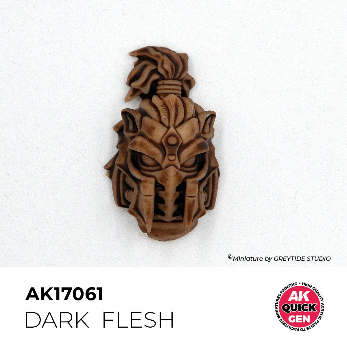 AK Interactive Quick Gen Dark Flesh (AK17061) self-shading in one coat on a sculpted warrior helm