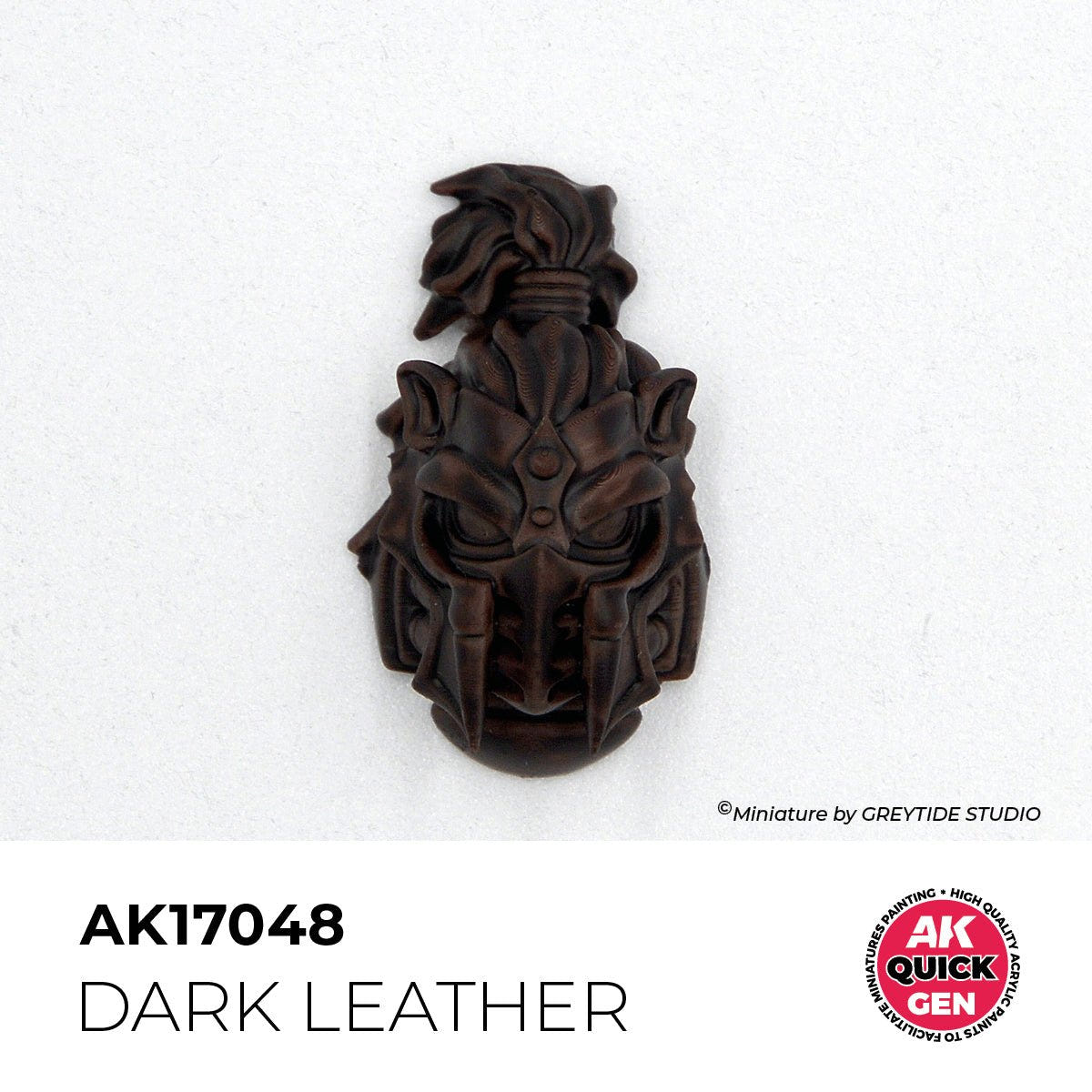 Sculpted fantasy head painted in one coat of AK Interactive Quick Gen Dark Leather AK17048