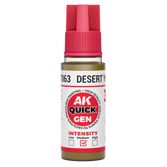 AK Quick Gen contrast paint Desert Yellow 18ml dropper bottle