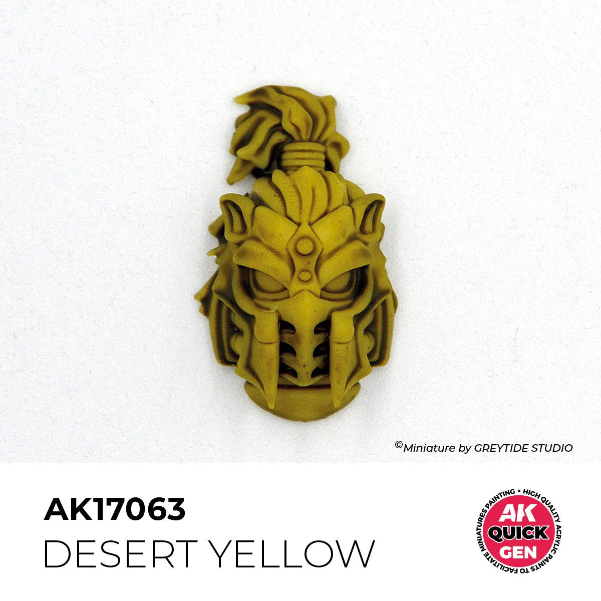 Helmeted miniature head painted in AK Interactive Quick Gen Desert Yellow, AK17063