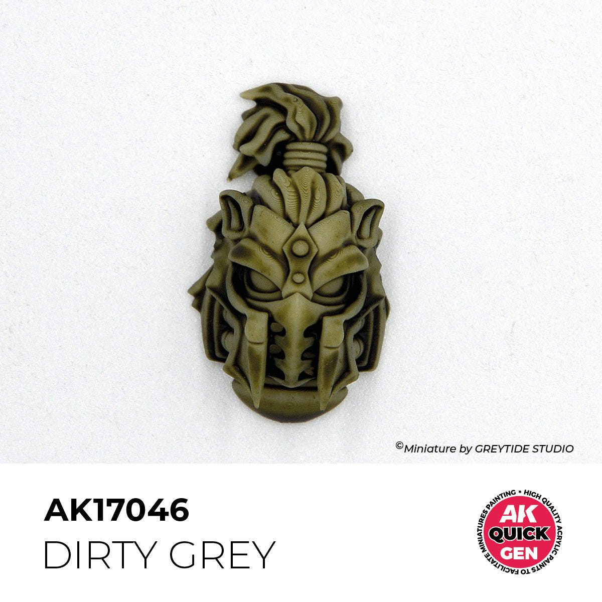 Helmeted miniature head painted in one coat of AK Interactive Quick Gen Dirty Grey AK17046