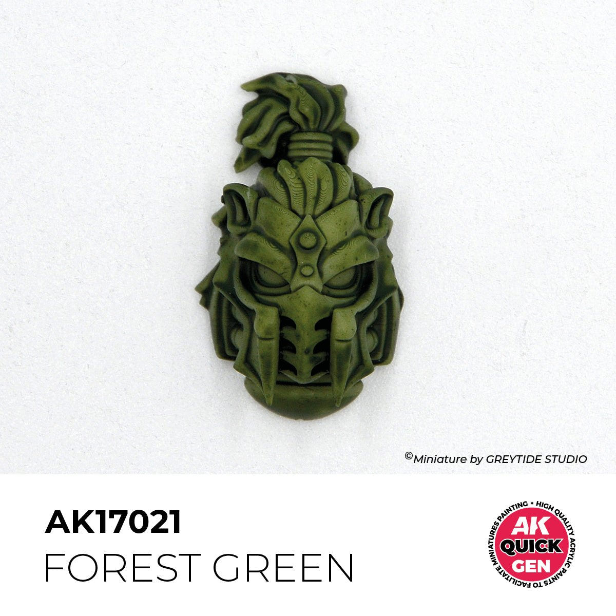 Helmeted miniature head painted in one coat of AK Interactive Quick Gen Forest Green AK17021
