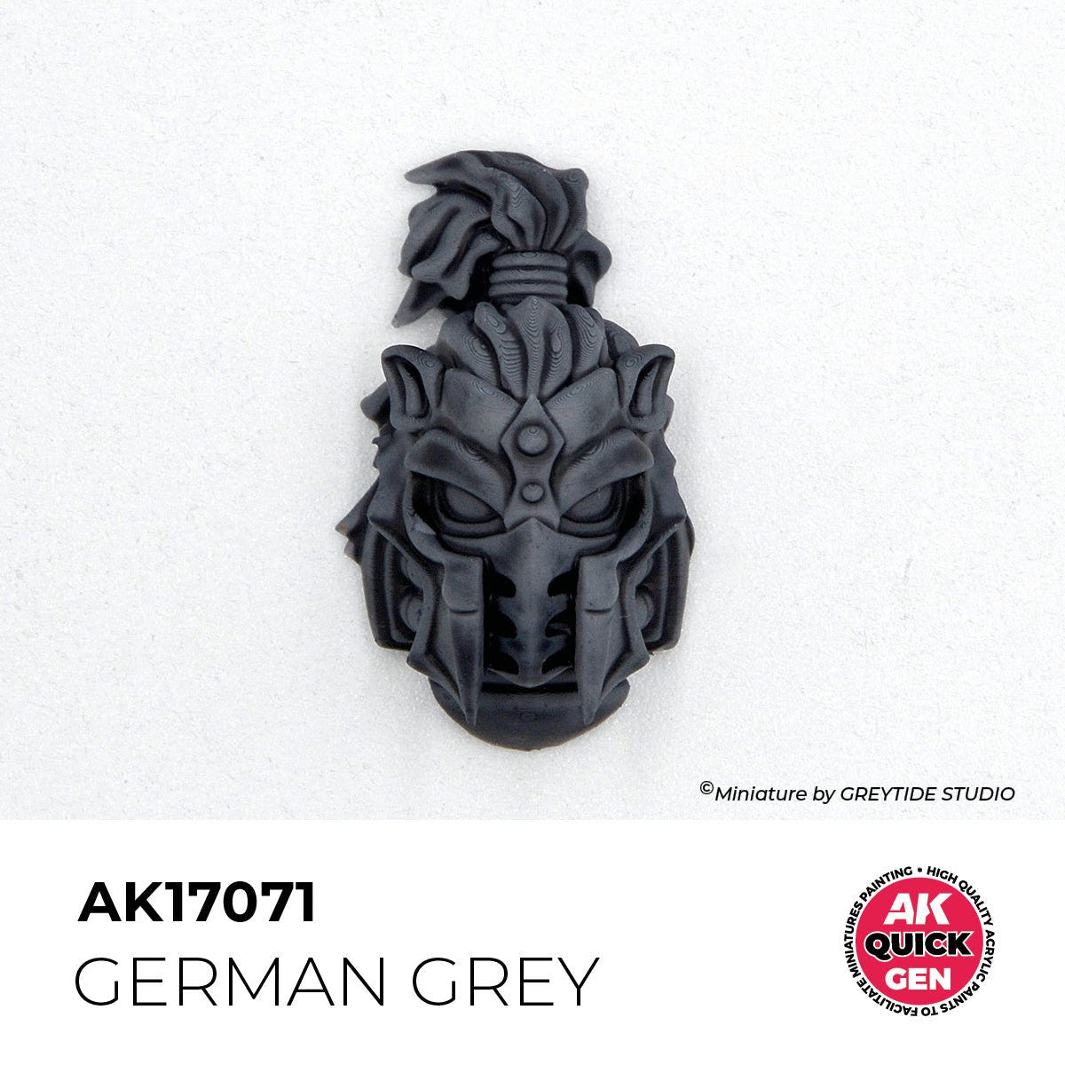 Sculpted helmet painted with AK Interactive Quick Gen German Grey AK17071 showing one-coat shading
