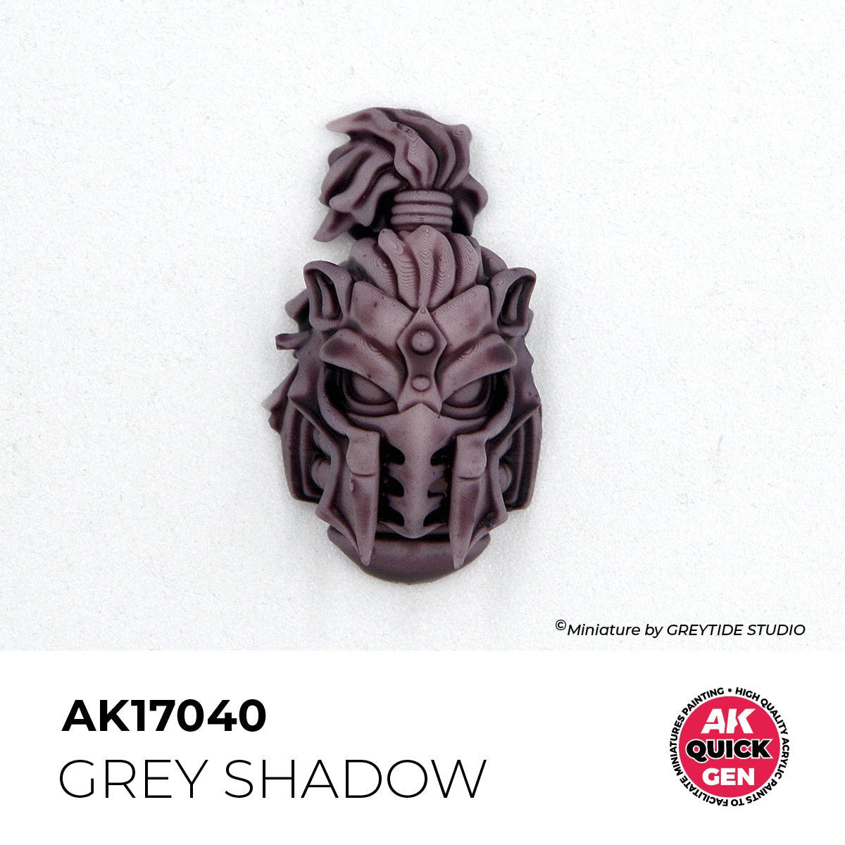 AK Quick Gen Grey Shadow AK17040 painted on a helmeted head miniature by Greytide Studio
