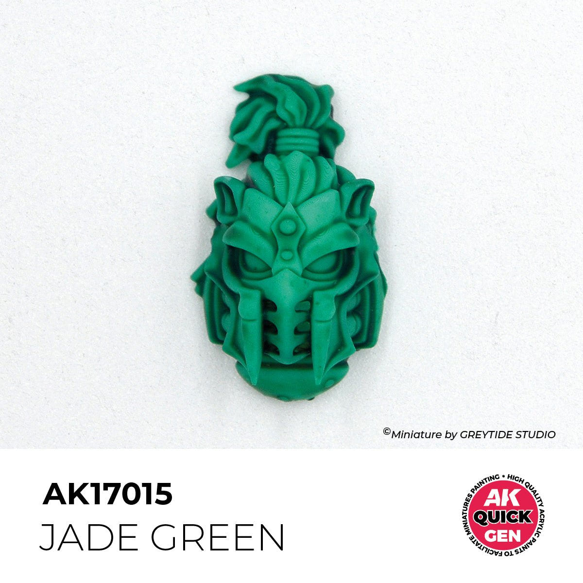 Helmeted fantasy head painted in one coat of AK Interactive Quick Gen Jade Green AK17015