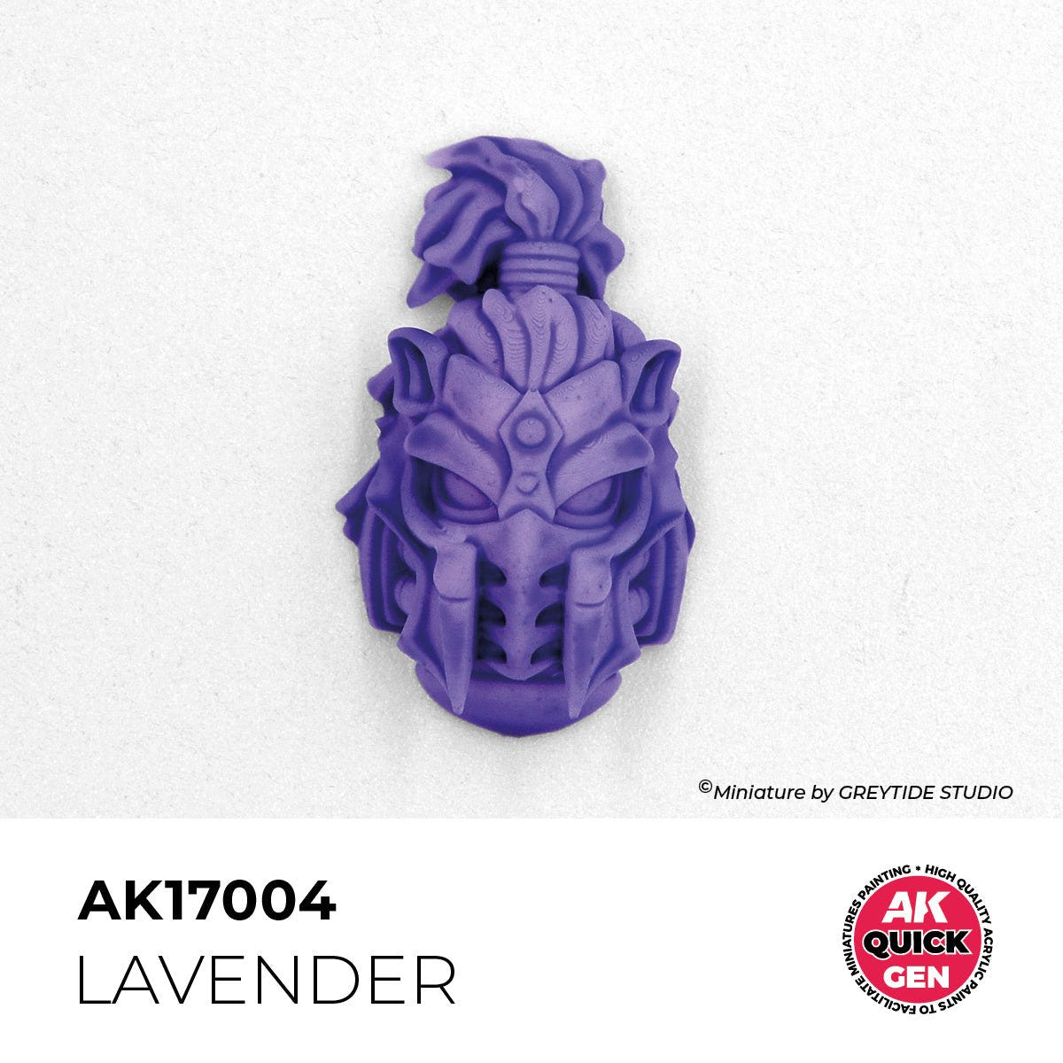 AK Quick Gen Lavender AK17004 painted on a helmeted head miniature by Greytide Studio