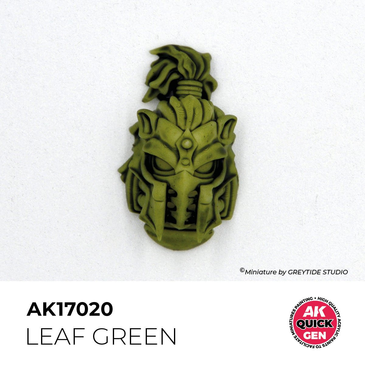 Sculpted helmet painted with AK Interactive Quick Gen Leaf Green AK17020 showing one-coat shading