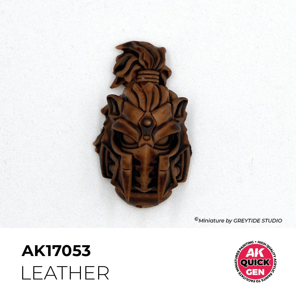 Sculpted helmeted head painted in one coat of AK Interactive Quick Gen Leather AK17053 brown