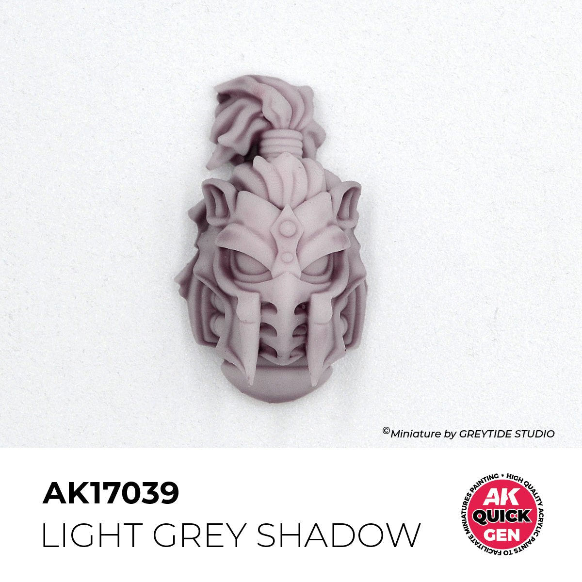 Sculpted helmet painted with AK Interactive Quick Gen Light Grey Shadow AK17039 showing soft shading