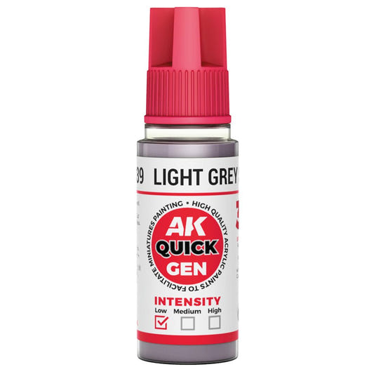 AK Quick Gen contrast paint Light Grey Shadow 18ml dropper bottle