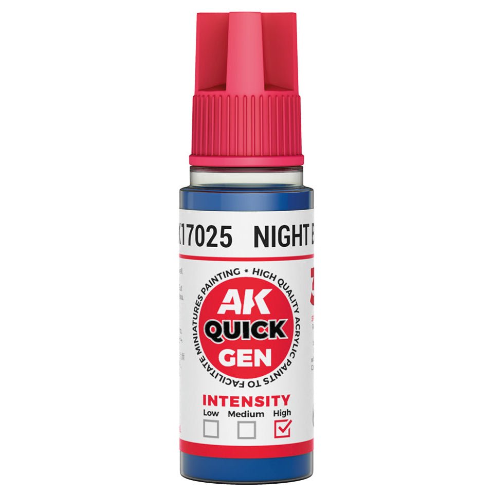 AK Quick Gen contrast paint Night Blue 18ml dropper bottle