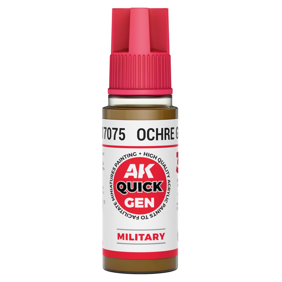 AK Quick Gen contrast paint Ochre Green 18ml dropper bottle