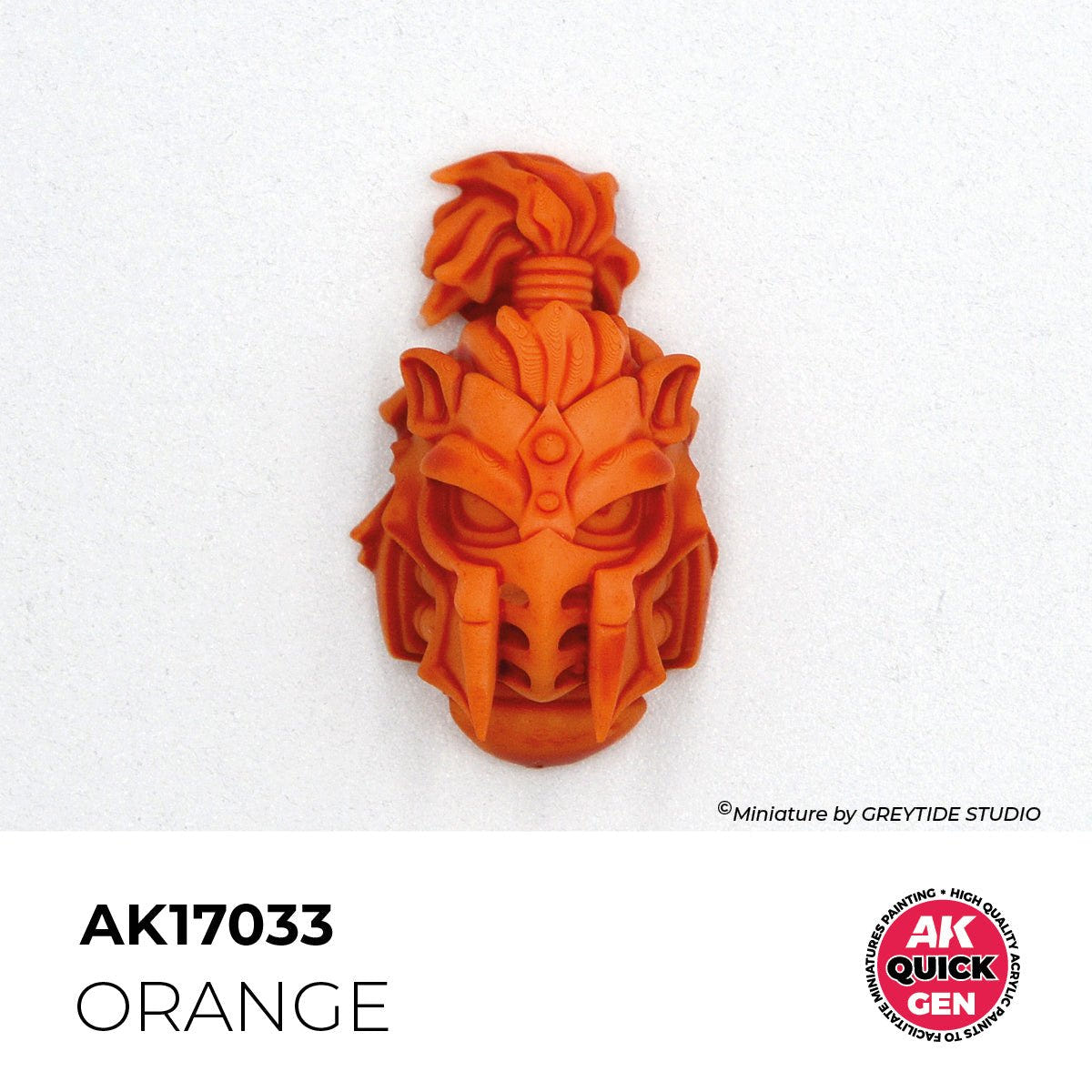 Sculpted helmeted head painted in one coat of AK Interactive Quick Gen Orange AK17033