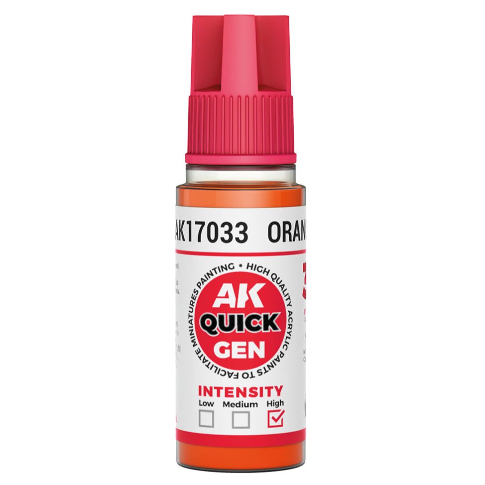 AK Quick Gen contrast paint Orange 18ml dropper bottle