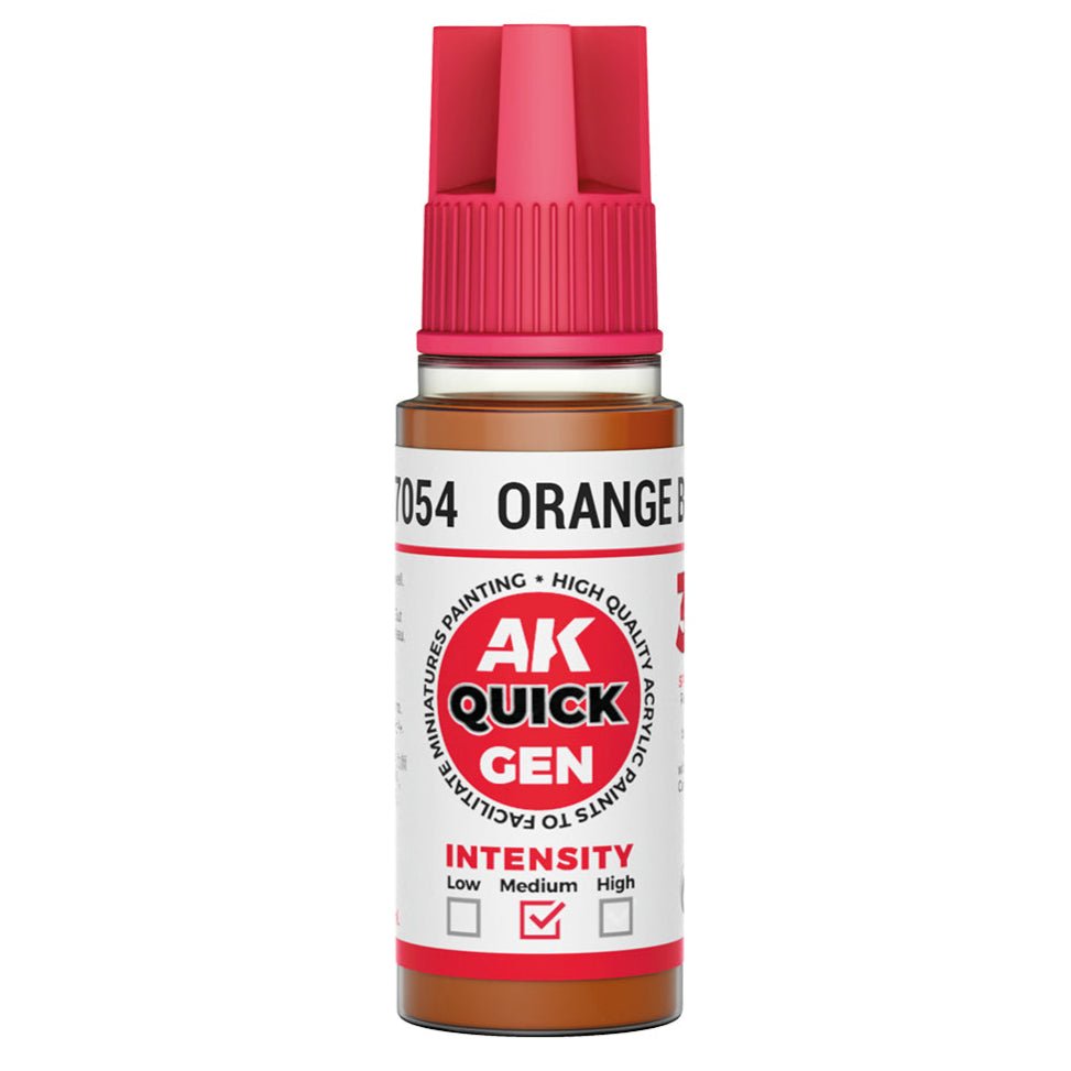AK Quick Gen contrast paint Orange Brown 18ml dropper bottle