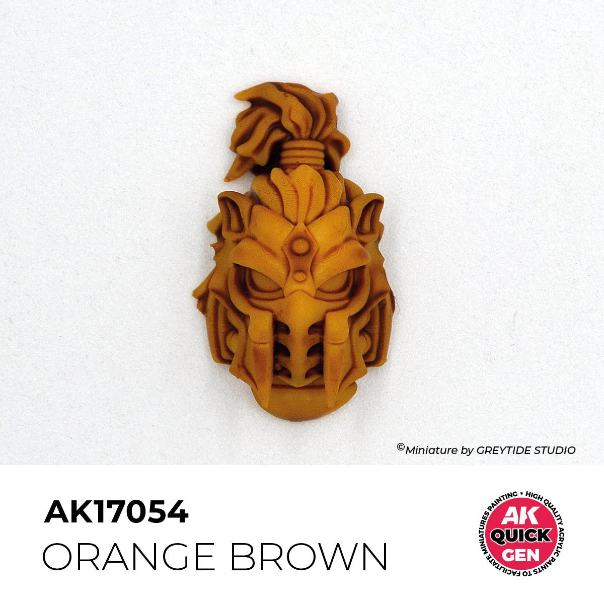Sculpted helmet painted with AK Interactive Quick Gen Orange Brown AK17054 showing one-coat shading