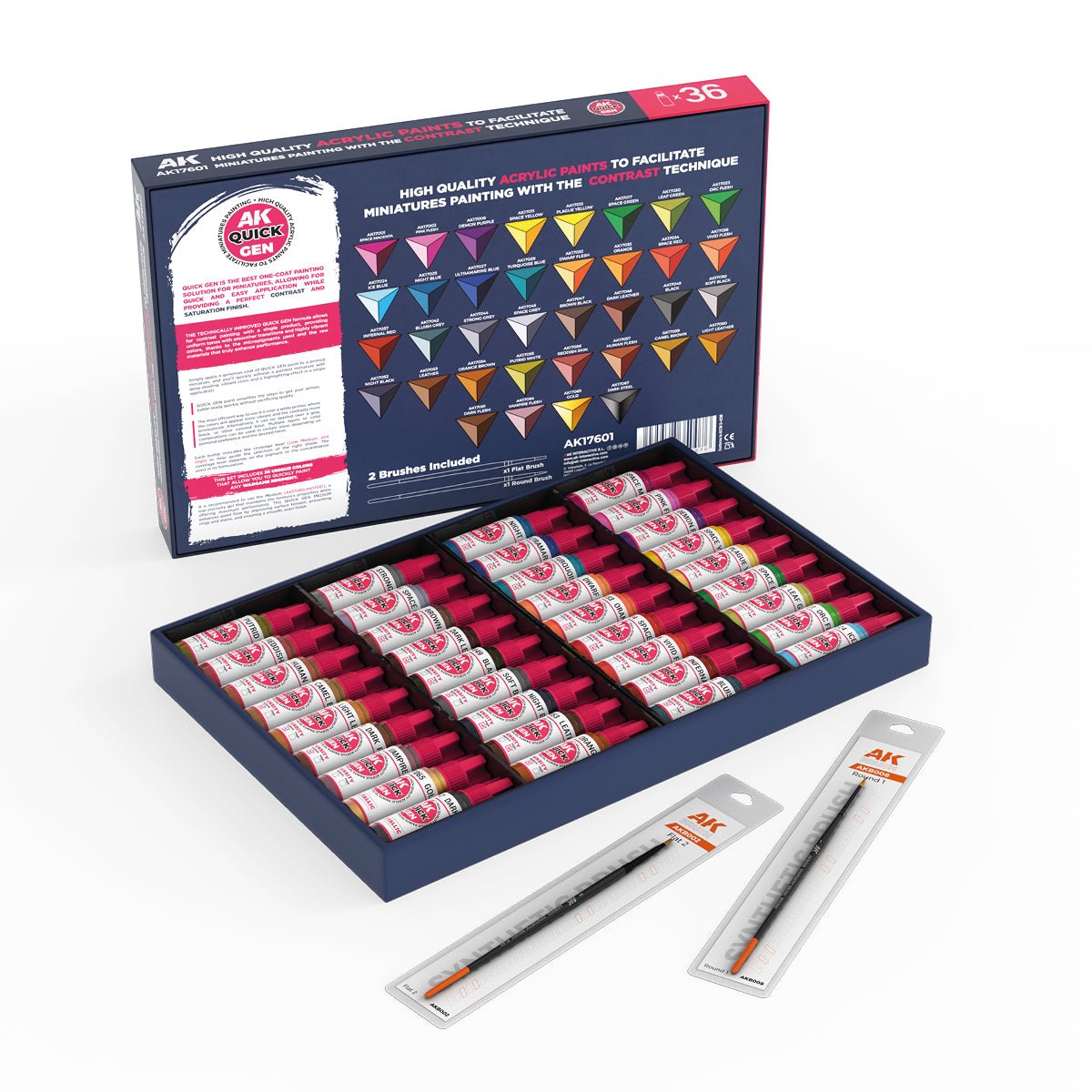 AK Interactive Quick Gen Paint Set - 36 Quick Gen Colors & 2 Brushes AK17601 - Loaded Dice