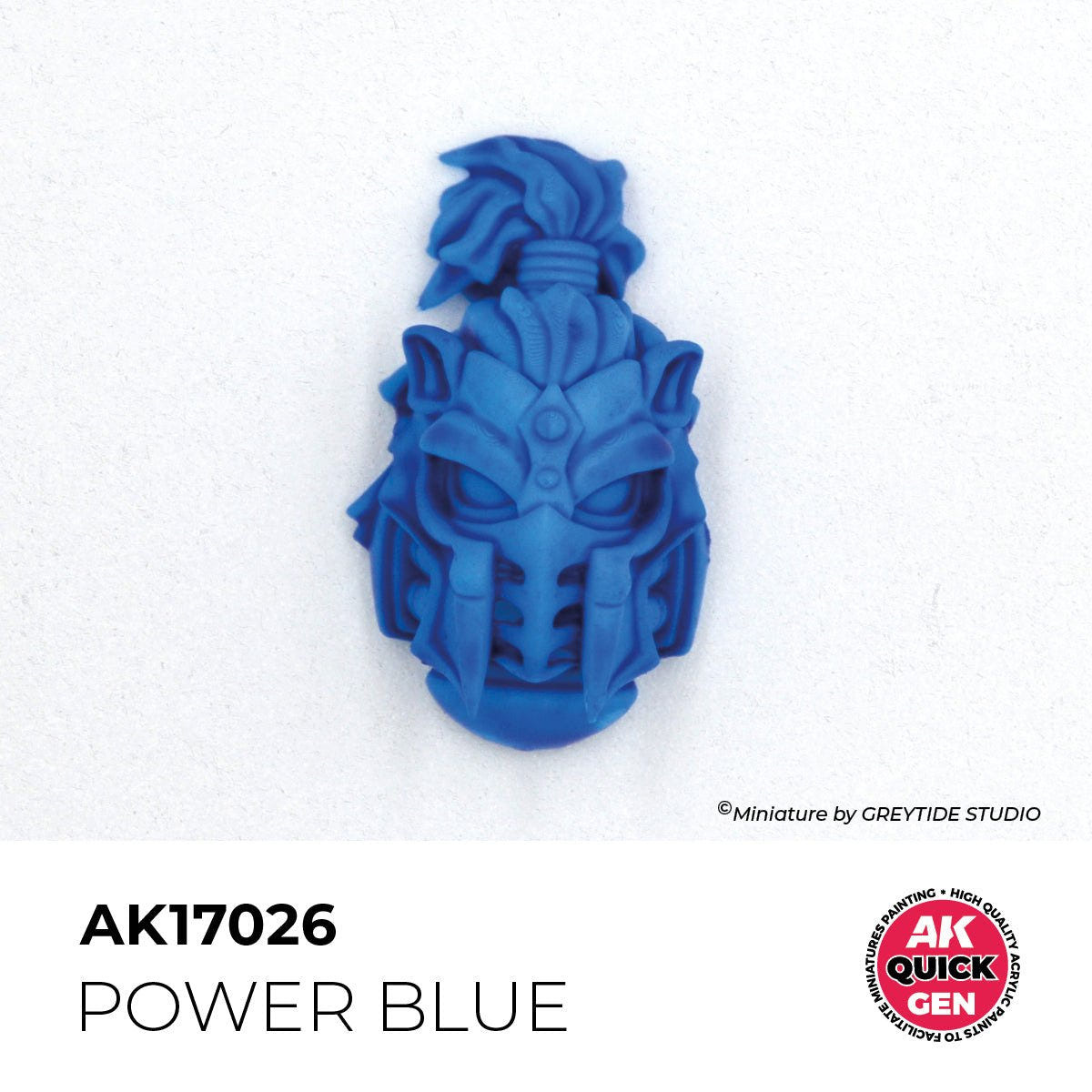 Helmeted miniature head painted in one coat of AK Interactive Quick Gen Power Blue AK17026