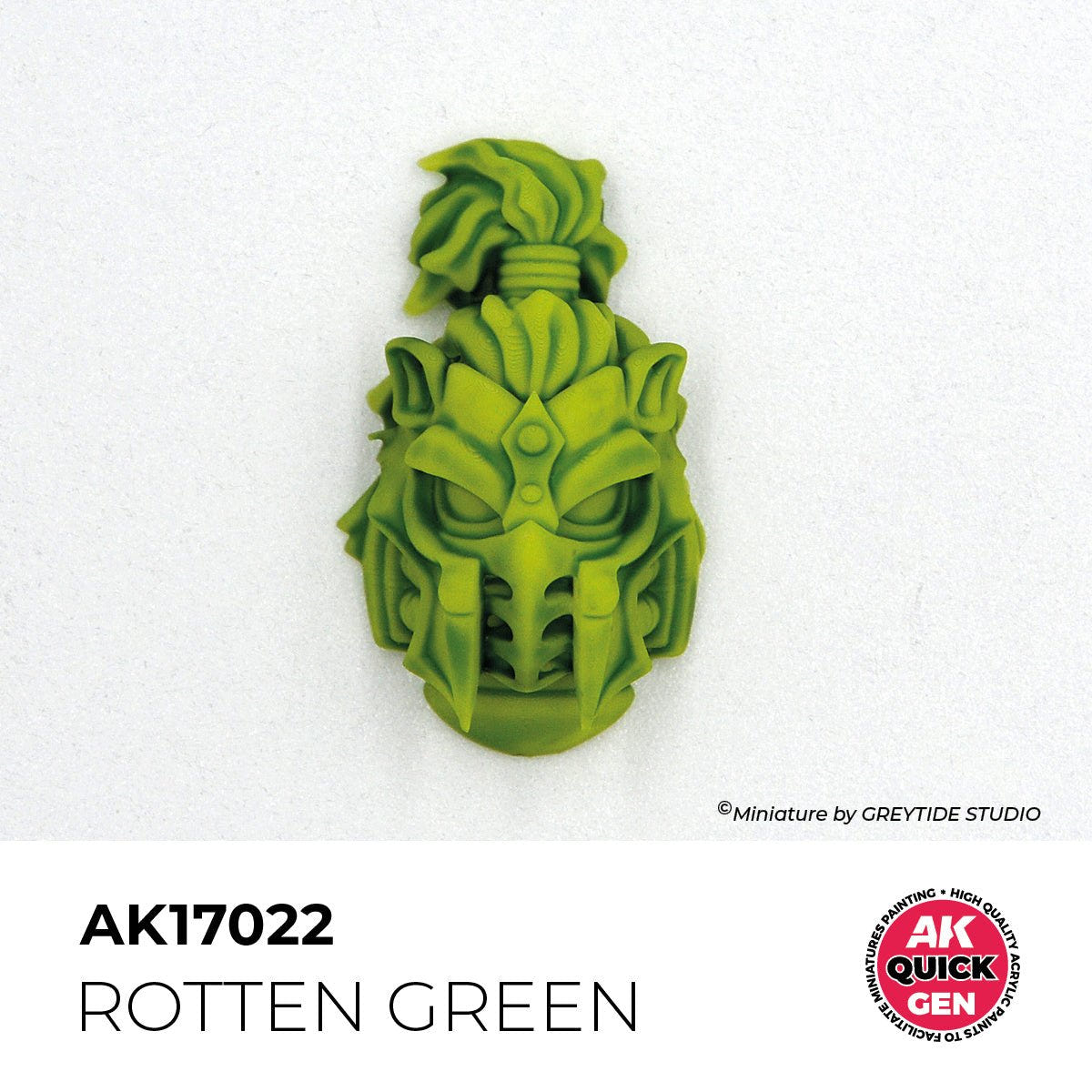 Sculpted helmet painted with AK Interactive Quick Gen Rotten Green AK17022 showing one-coat shading