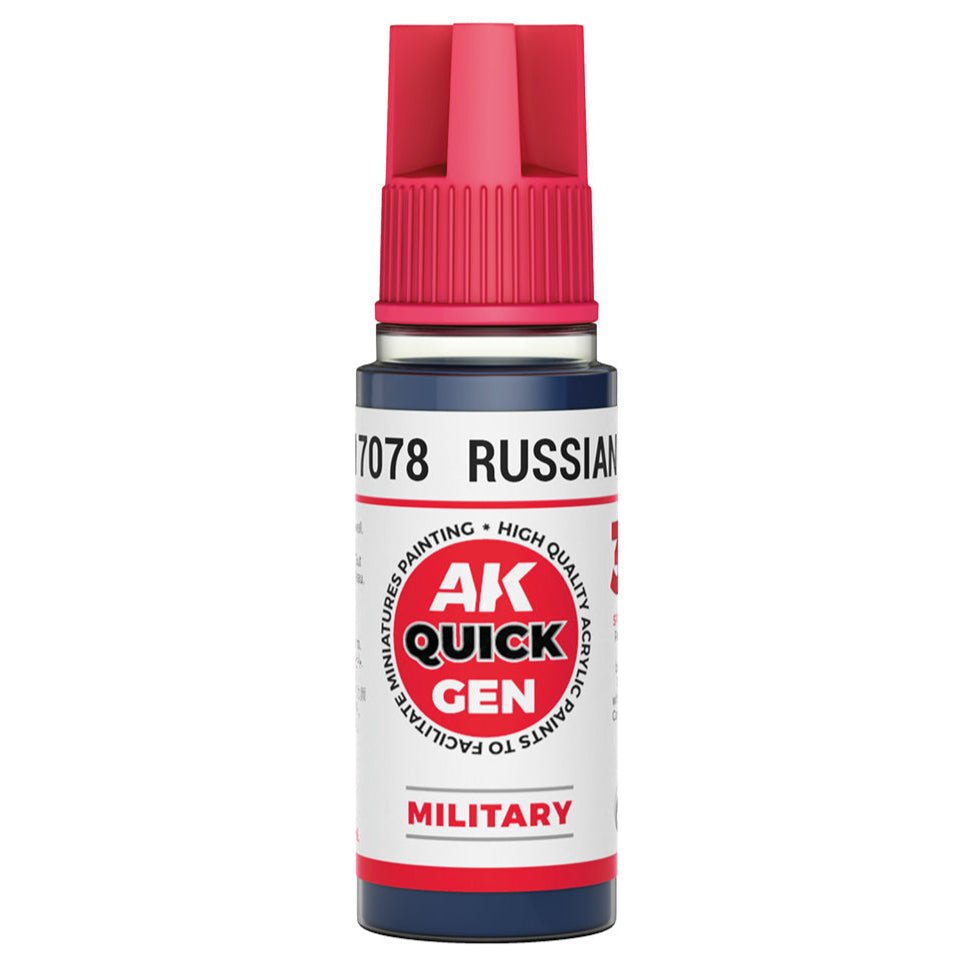 AK Quick Gen contrast paint Russian Blue 18ml dropper bottle