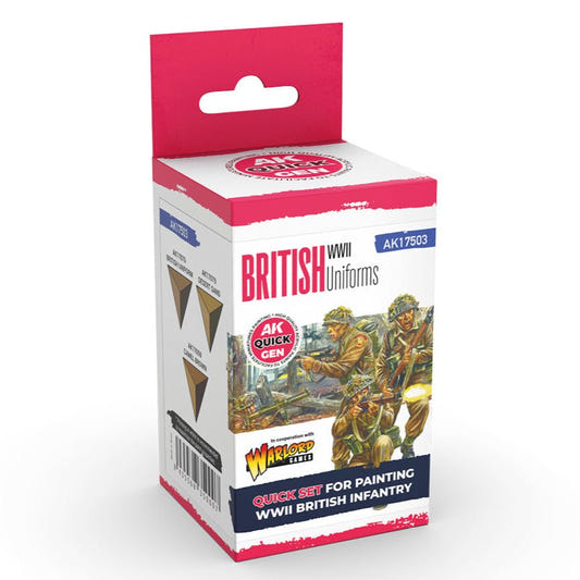 AK Quick Gen contrast paint Set - British Uniforms 18ml dropper bottle