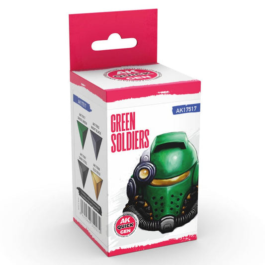 AK Quick Gen contrast paint Set - Green Soldiers 18ml dropper bottle