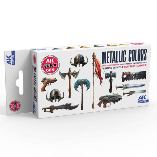 AK Quick Gen contrast paint Set - Metallics 18ml dropper bottle
