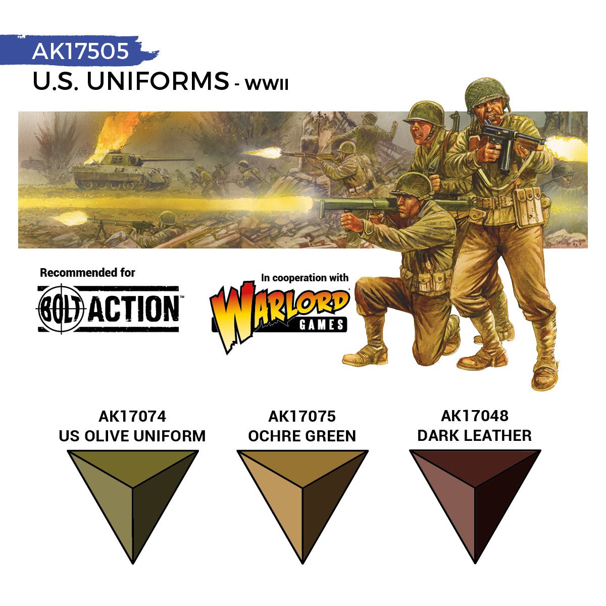 AK Quick Gen US Uniforms colours: US Olive Uniform, Ochre Green and Dark Leather, with painted GIs