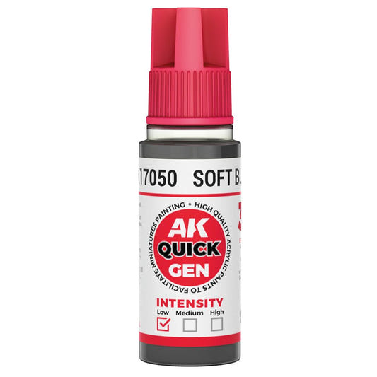 AK Quick Gen contrast paint Soft Black 18ml dropper bottle