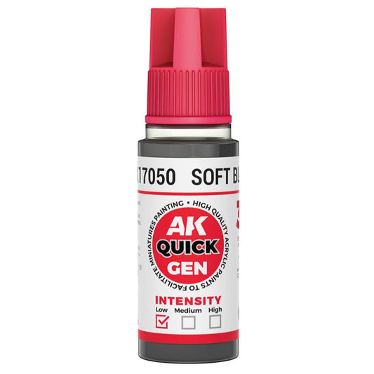 AK Quick Gen contrast paint Soft Black 18ml dropper bottle
