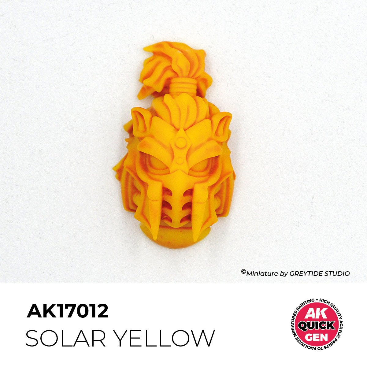 Sculpted helmeted head painted in one coat of AK Interactive Quick Gen Solar Yellow AK17012