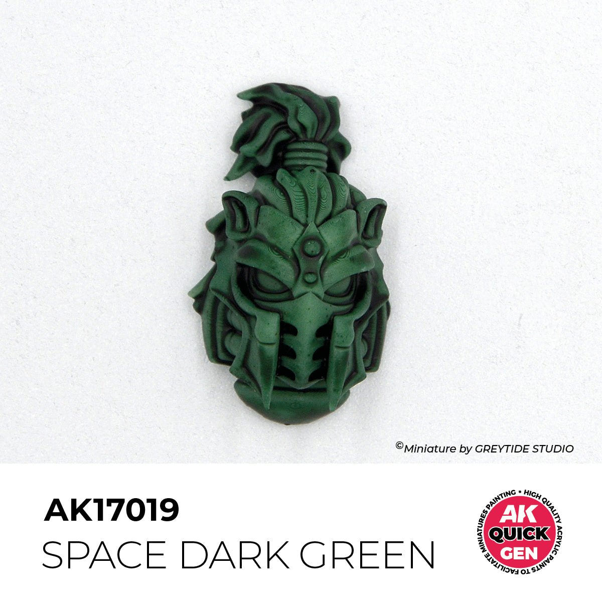 Sculpted helmeted head painted in one coat of AK Interactive Quick Gen Space Dark Green AK17019