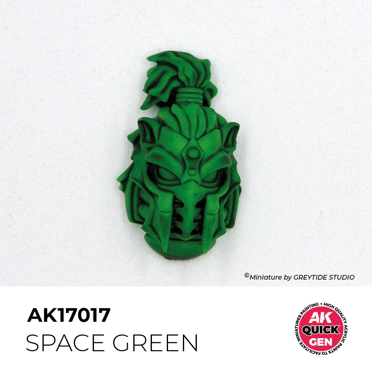 Helmeted miniature head painted in one coat of AK Interactive Quick Gen Space Green AK17017