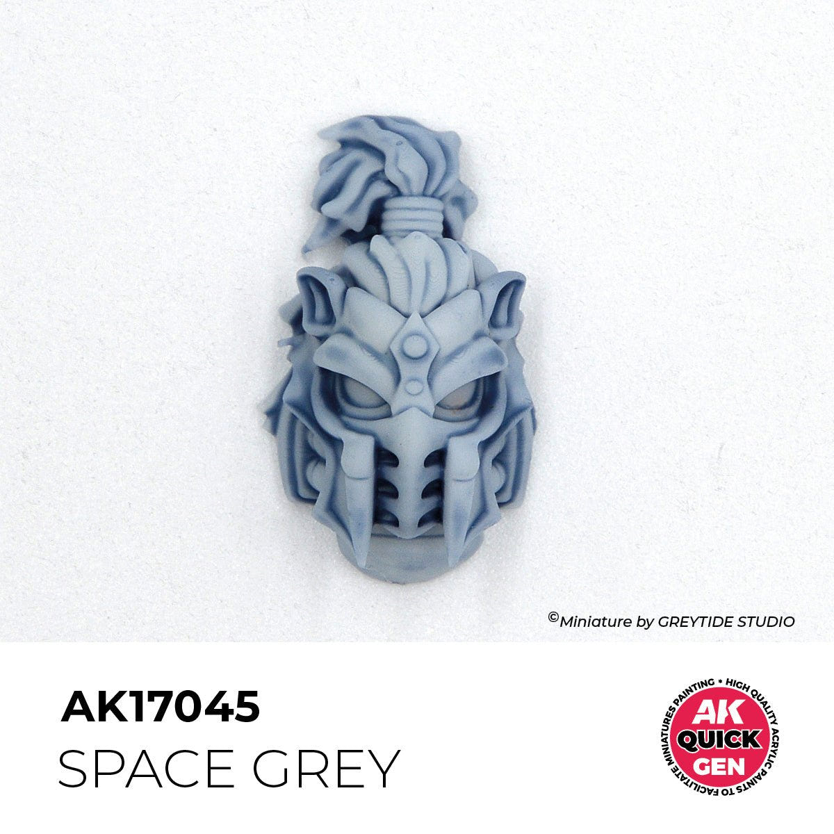 Sculpted helmet painted with AK Interactive Quick Gen Space Grey AK17045 showing one-coat shading