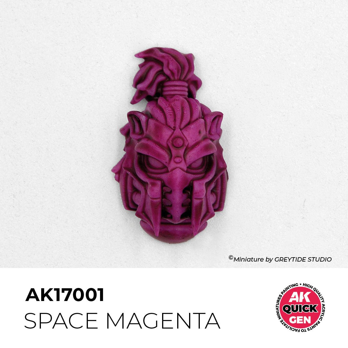 Sculpted fantasy head painted in one coat of AK Interactive Quick Gen Space Magenta AK17001