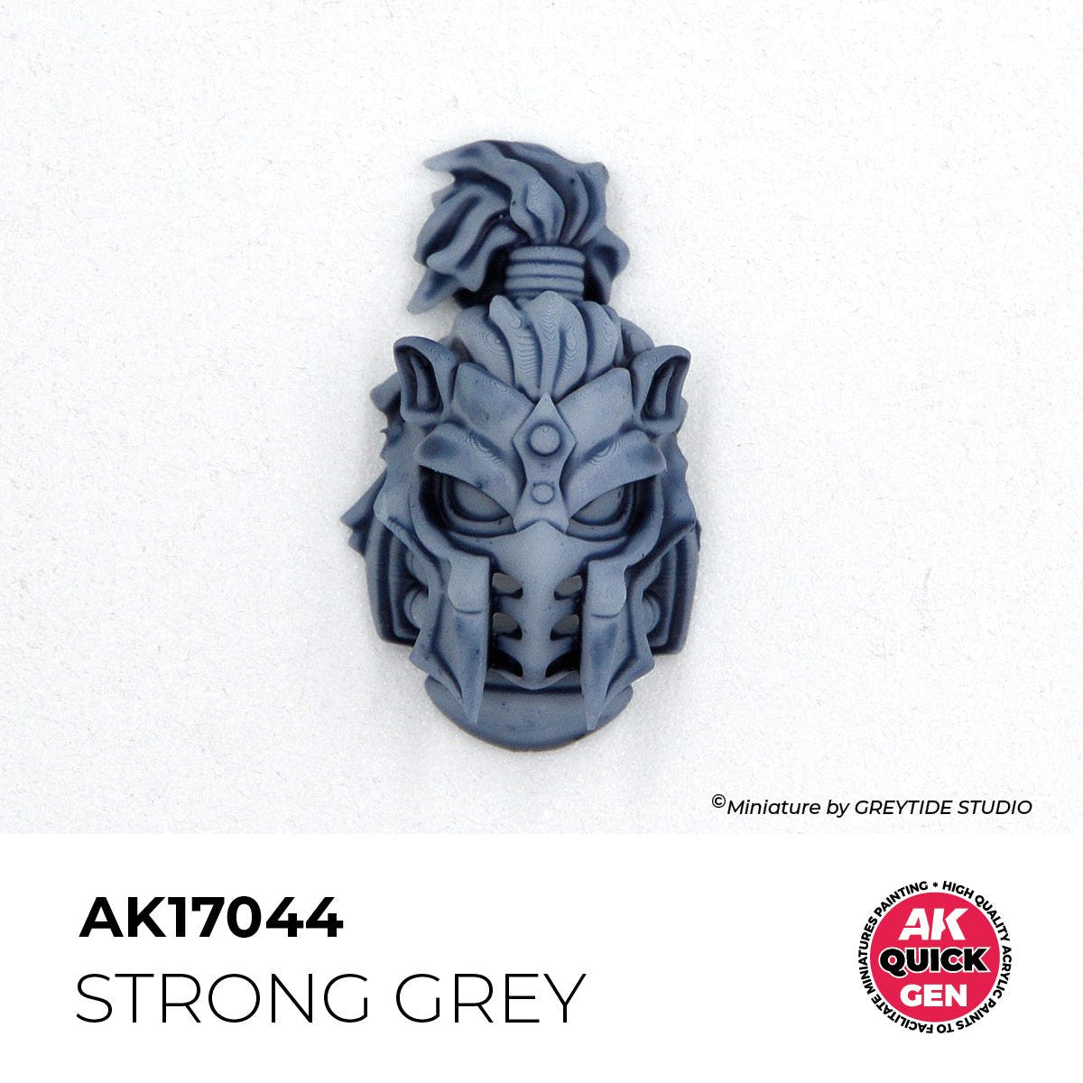 Sculpted helmeted head painted in one coat of AK Interactive Quick Gen Strong Grey AK17044