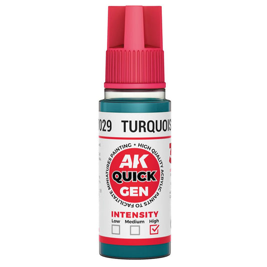 AK Quick Gen contrast paint Turquoise Blue 18ml dropper bottle
