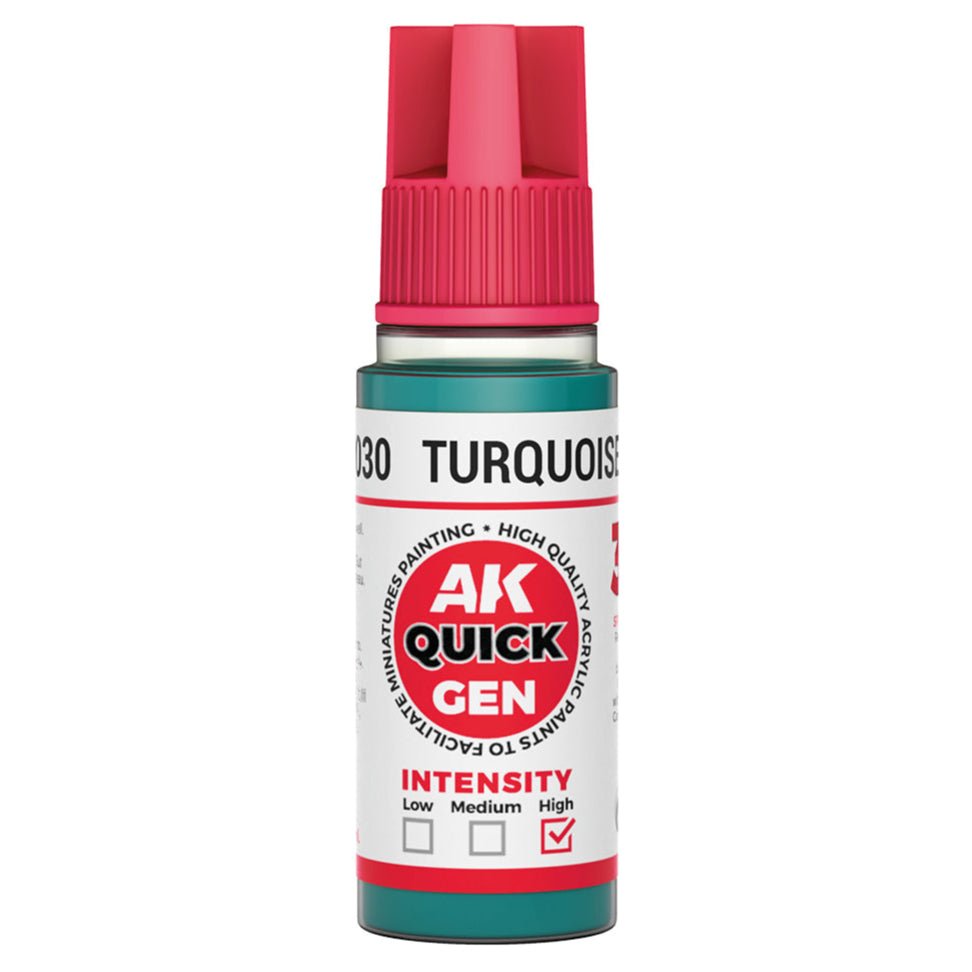 AK Quick Gen contrast paint Turquoise Green 18ml dropper bottle