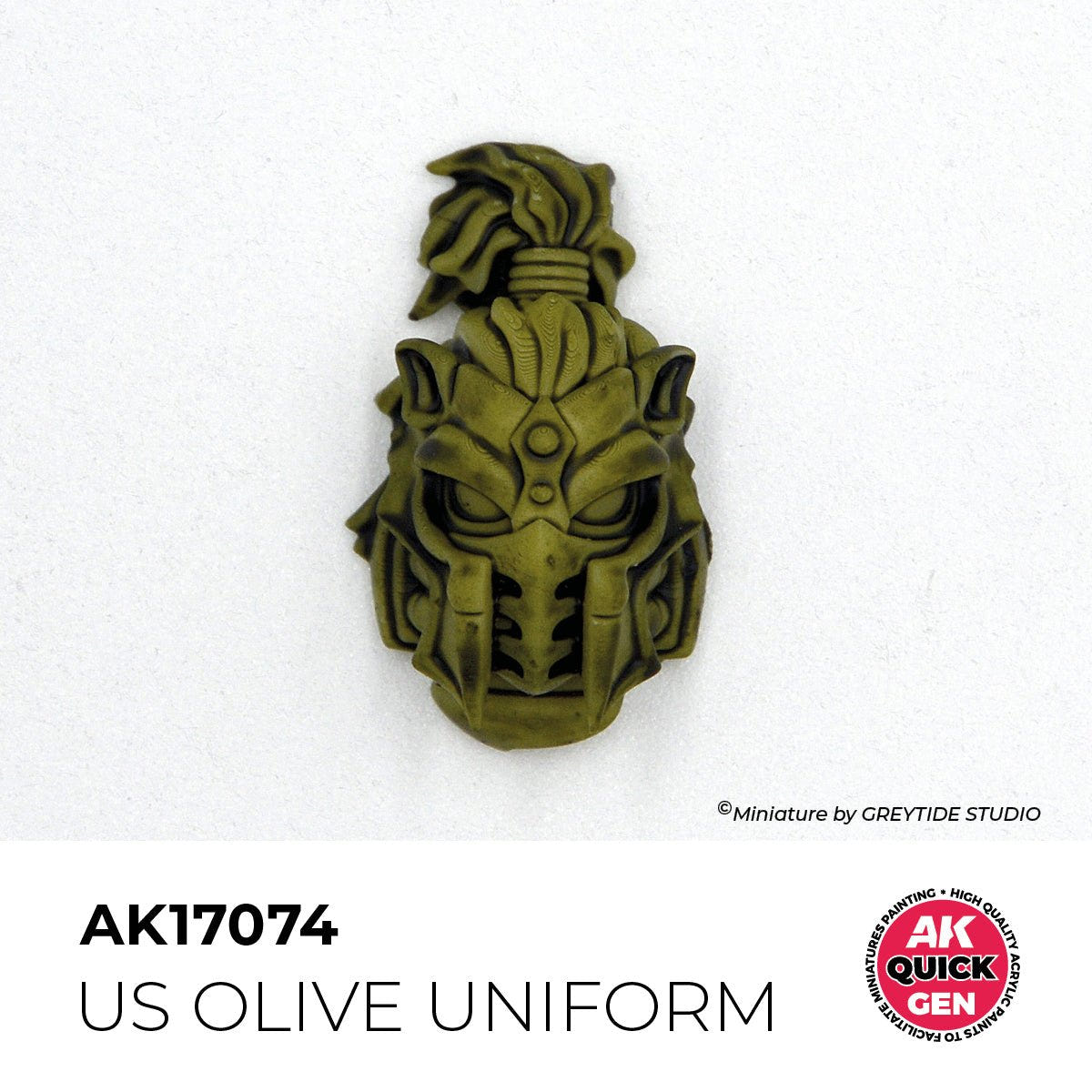 Sculpted helmeted head painted in one coat of AK Interactive Quick Gen US Olive Uniform AK17074
