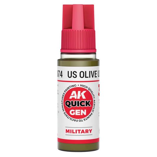 AK Quick Gen contrast paint US Olive Uniform 18ml dropper bottle
