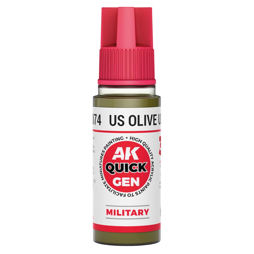 AK Quick Gen contrast paint US Olive Uniform 18ml dropper bottle