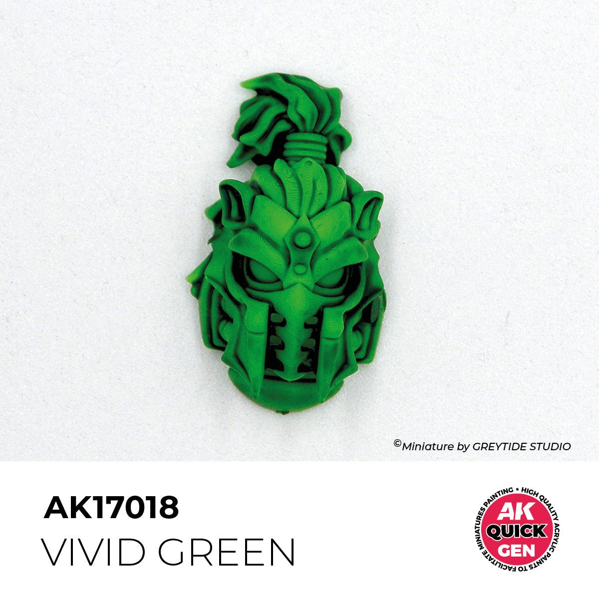 Sculpted helmet painted with AK Interactive Quick Gen Vivid Green AK17018 showing one-coat shading
