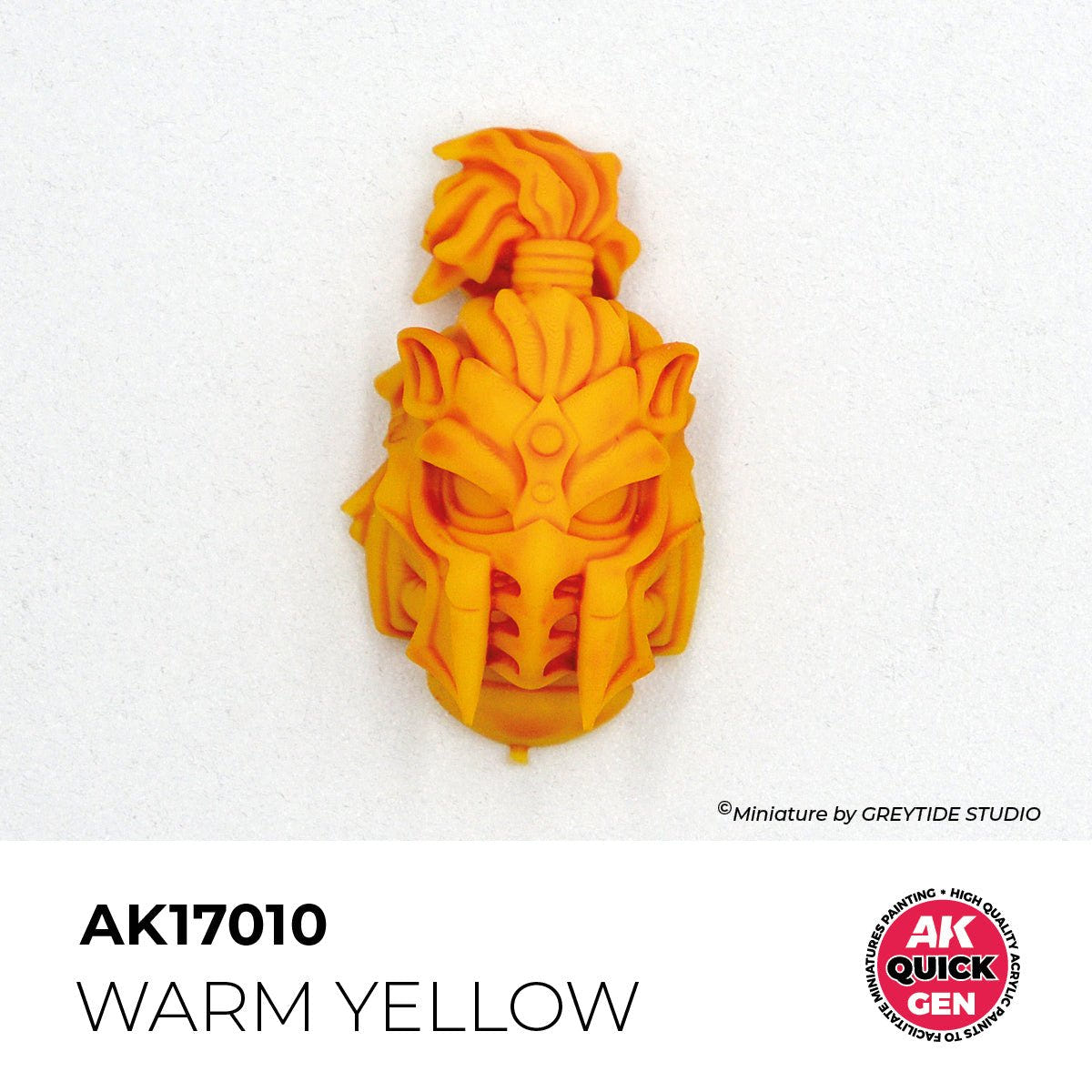 Miniature helmeted head painted with AK Interactive Quick Gen Warm Yellow AK17010, example finish