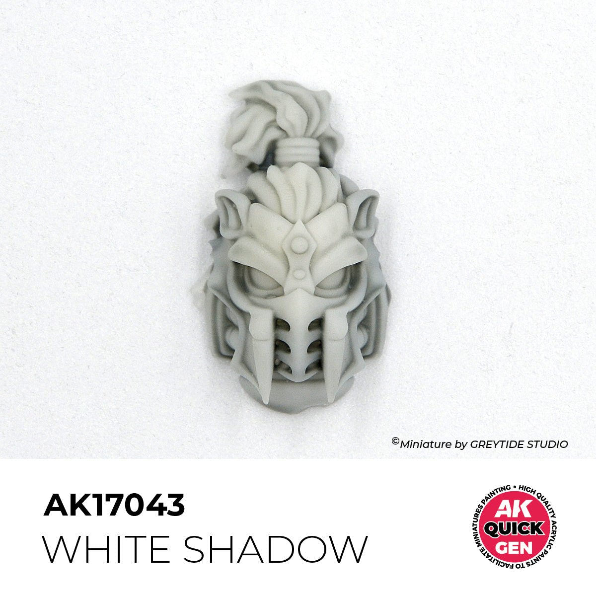 Sculpted miniature head painted in AK Interactive Quick Gen White Shadow AK17043, pale grey